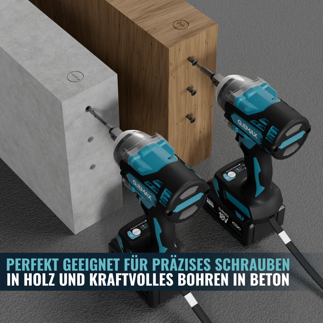 GJEMAX AKKU-SCHLAGSCHRAUBER 18V | 520NM + GRATIS WINKELSCHLEIFER - Image 3